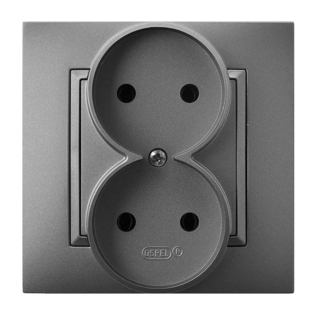 ARIA Gniazdo podwójne kompletne z ramką - kolor szary mat