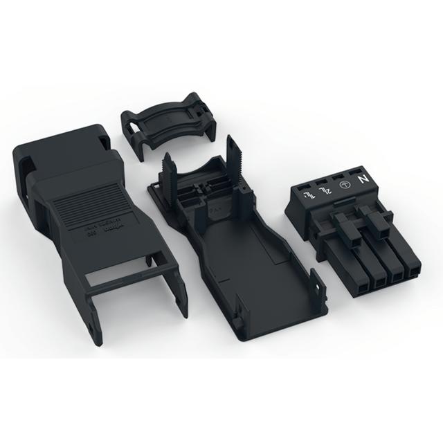 WINSTA MINI gniazdo 4-torowe czarne z obudową odciążającą naciąg