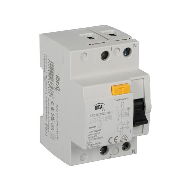 Wyłącznik różnicowoprądowy KRD10-2/63/100-B 1P+N 63A 100mA Typ B 38535 KANLUX