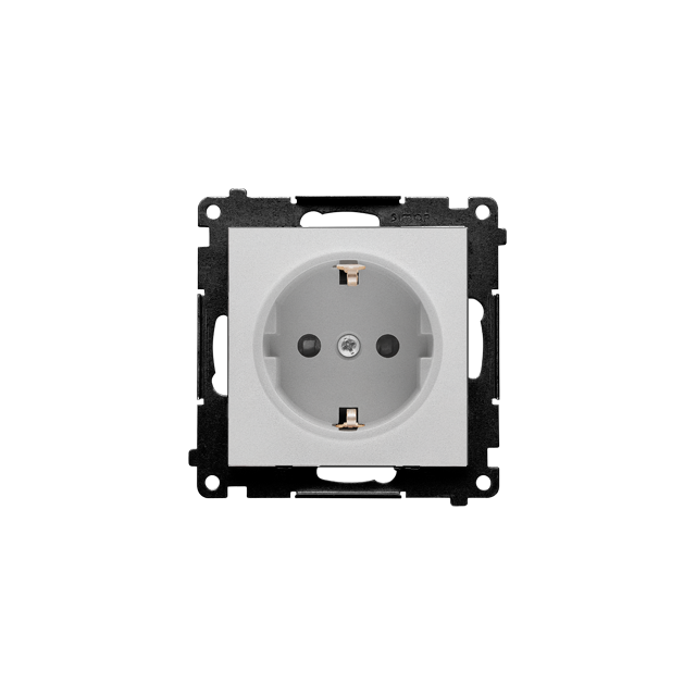 Simon 55 Gniazdo Schuko z przesłonami szybkozłączka Aluminium mat TGSZ1CZ.01/143 KONTAKT