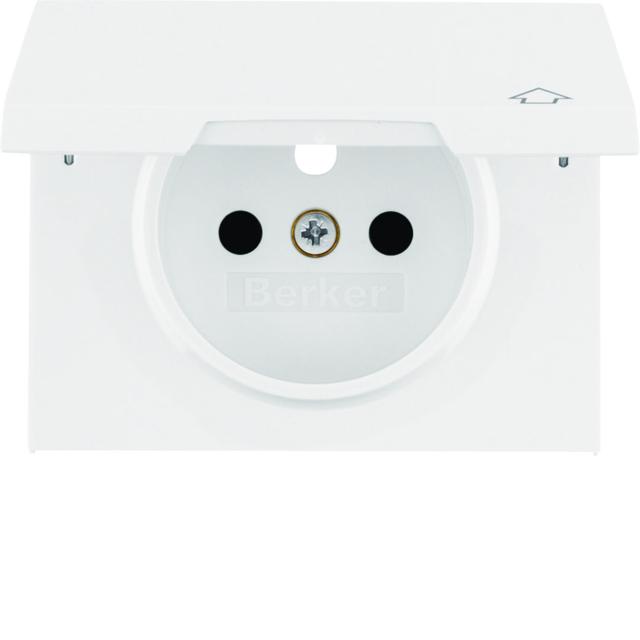 BERKER K.1 Płytka czołowa do gniazda z uziemieniem i pokrywą biały 3965777109 HAGER