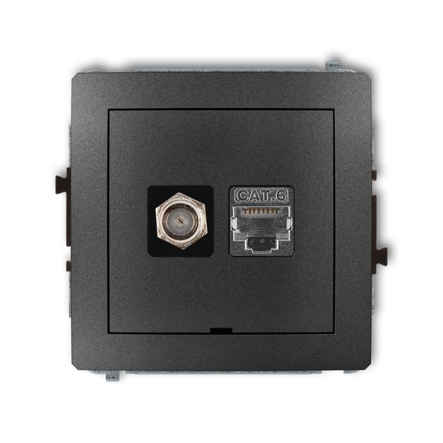 DECO Mechanizm gniazda antenowego poj. typu F (SAT) + gniazda komp. poj. 1xRJ45, kat. 6 ekranowany,