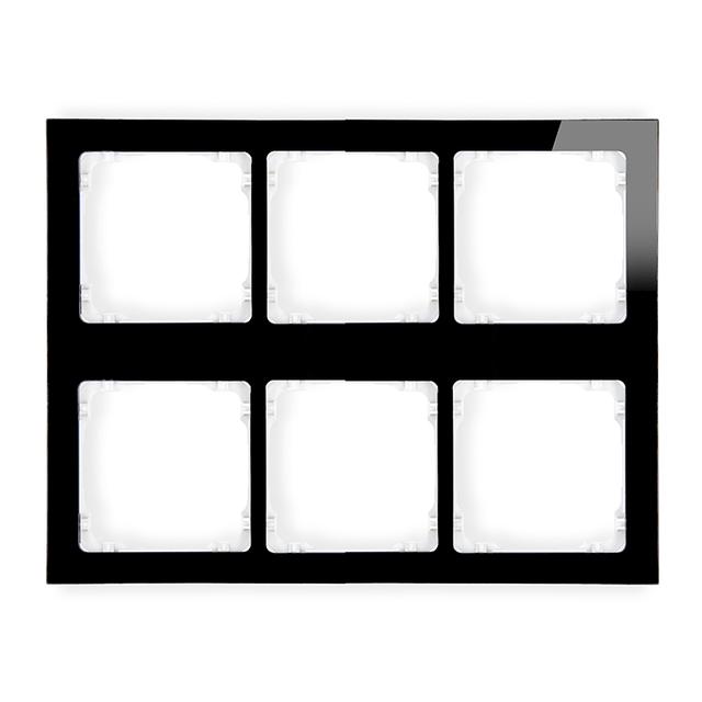 "DECO Ramka modułowa 6 krotna (3 poziom, 2 pion) - efekt szkła (ramka czarna