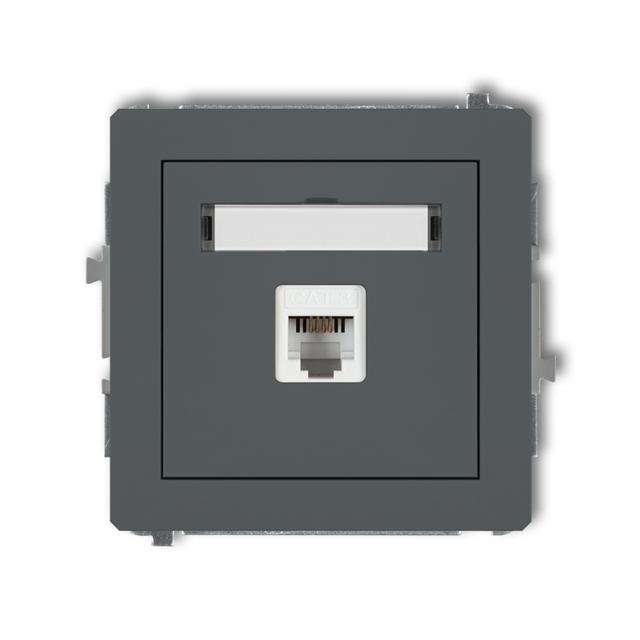 DECO Mechanizm gniazda telefonicznego pojedynczego 1xRJ11, 4-stykowy, beznarzędziowe grafitowy mat