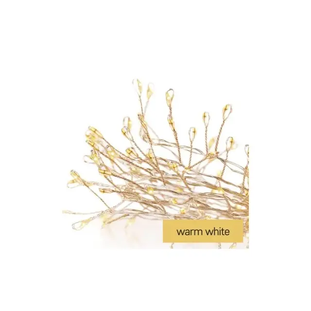 Dekoracje - 100LED small nano łezki, jeżyk, 2,4m 3xAA ciepła biel, sreb przew, IP20, timer