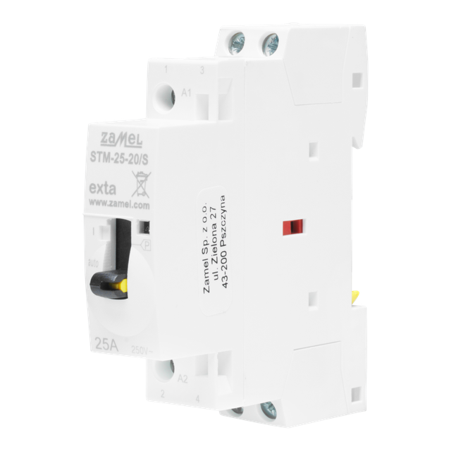 STYCZNIK MODUŁOWY ZE STEROWANIEM RĘCZNYM, INSTALACYJNY, 25A, 2xNO, 230V AC, TYP: STM-25-20/S