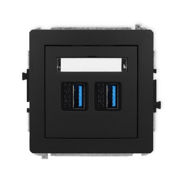DECO Mechanizm gniazda podwójnego 2xUSB A-A 3.0 czarny mat