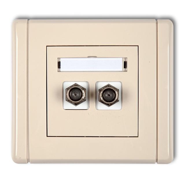 FLEXI Gniazdo antenowe podwójne typu F (SAT) pozłacane beżowy