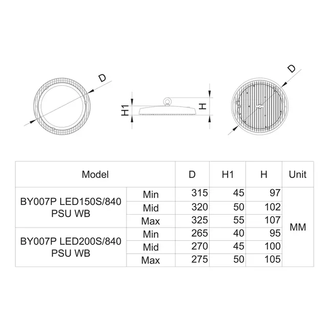 PILA BY007P LED200S/840 PSU WB Oprawa Highbay