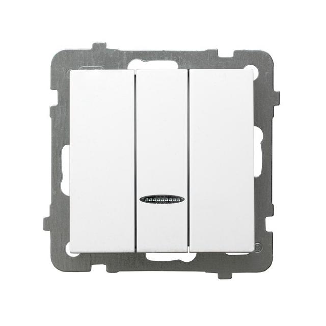 AS ANTYBAKTERYJNY Łącznik potrójny z podświetleniem niebieskim, produkt zawiera szkło fosforanowo-sr