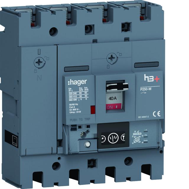 MCCB Wyłącznik mocy h3+ P250 4P 40A 50kA Energy HMT041NR HAGER