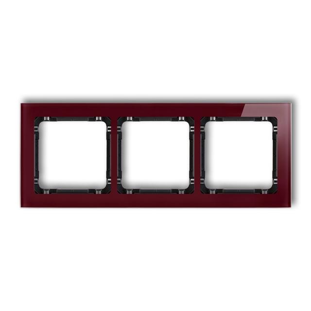DECO Ramka uniwersalna potrójna - efekt szkła (ramka: bordowa; spód: czarny)