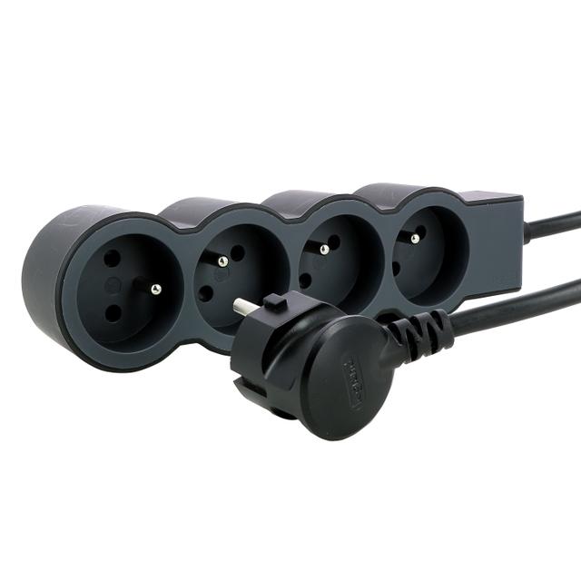 Przedłużacz Standard 4-Gniazdowy Z/U Z Przewodem 3Mb 3x1.5Mm2 Czarny/Grafitowy Helmo 049491 LEGRAND