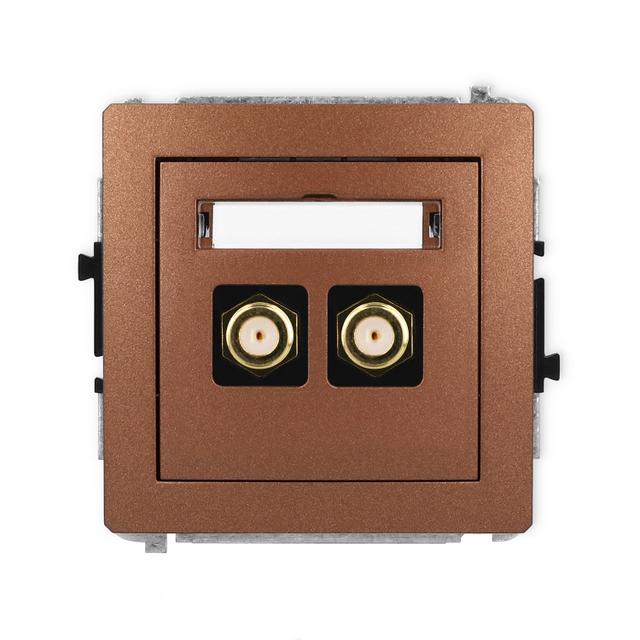 DECO Mechanizm gniazda antenowego podwójnego typu F (SAT) pozłacany brązowy metalik