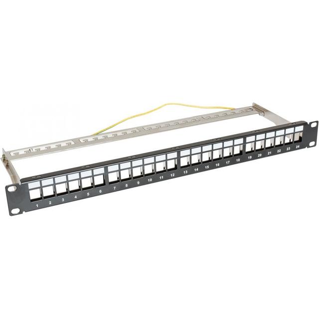 Panel niewyposażony 19" 1U 24 porty, czarny