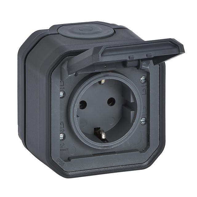 NOWE PLEXO - GN. SCHUKO 2P+Z ZACISKI AUTO KOMPLET NATYNKOWY 16 A-250V ANTRACYT 069799L LEGRAND