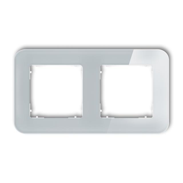 ICON Ramka uniwersalna podwójna zaokrąglona - efekt szkła (ramka: szara; spód: biały) szary