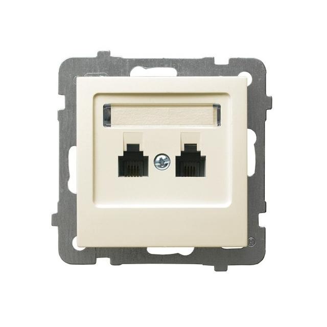 AS Gniazdo telefoniczne podwójne równoległe - kolor ecru
