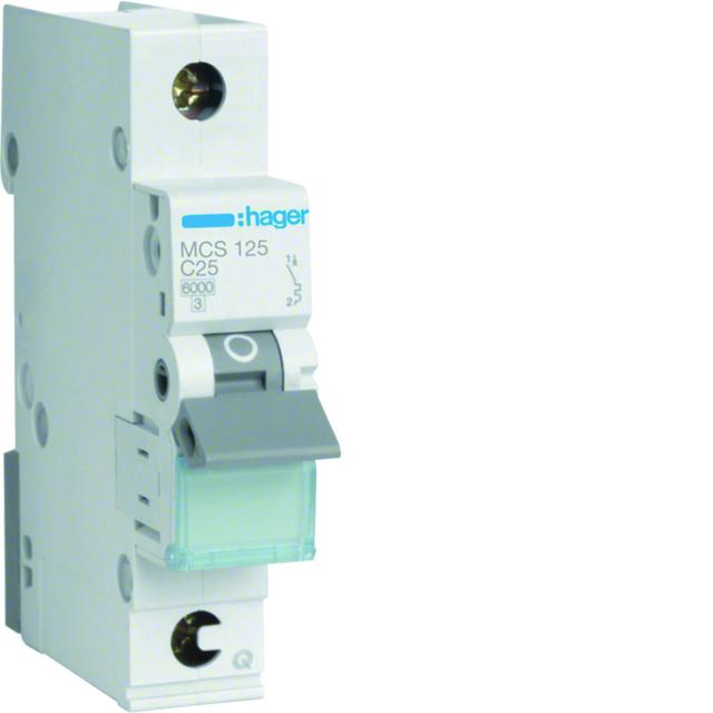 MCB Wyłącznik nadprądowy 6kA 1P C 25A QuickConnect MCS125 HAGER