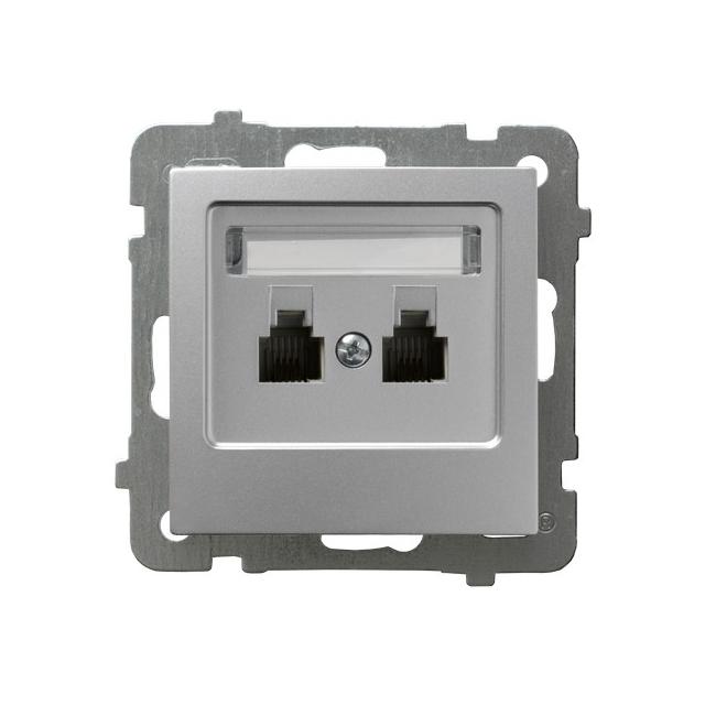 AS Gniazdo telefoniczne podwójne równoległe - kolor srebro