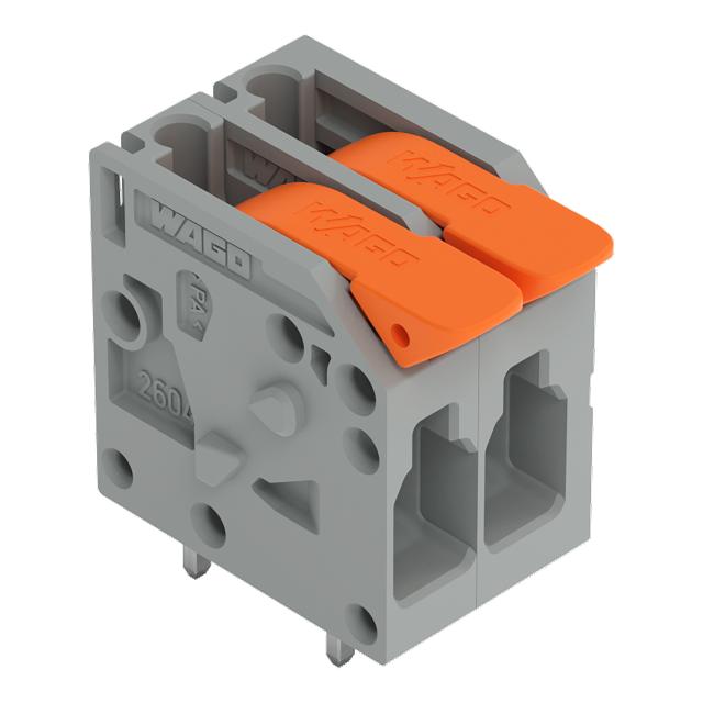 Złączka do płytek drukowanych dźwignia 4mm2 RM 5mm 2-bieg szara /170szt./ 2604-1102 WAGO