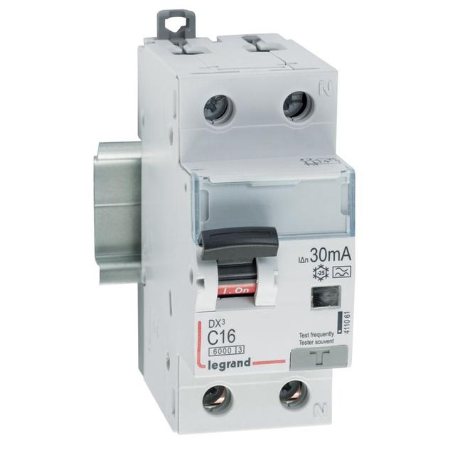 Wyłącznik Różnicowo-Nadprądowy 2P 16A C 0,03A Typa P312 DX3 411061 LEGRAND