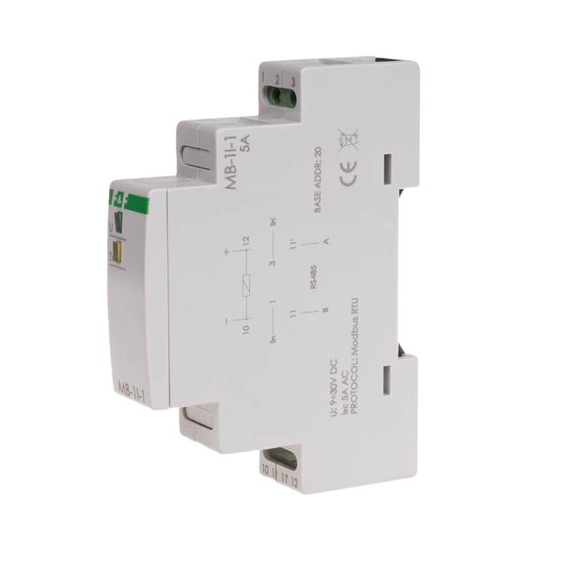 Przetwornik pomiaru natężenia prądu jednofazowy z wyjściem MODBUS RTU MAX-MB-1I-1-5A F&F