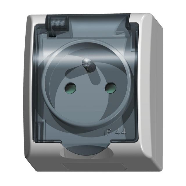 FALA Gniazdo pojedyncze z uziemieniem z przesłonami torów prądowych wieczko przezroczyste - kolor bi