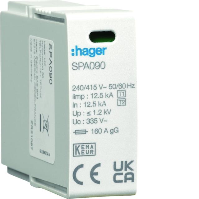 SPD Moduł T1+T2 MOV 1P L-N Iimp=12,5 kA In=12,5kA Imax=50kA Up?1,2kV SPA090 HAGER