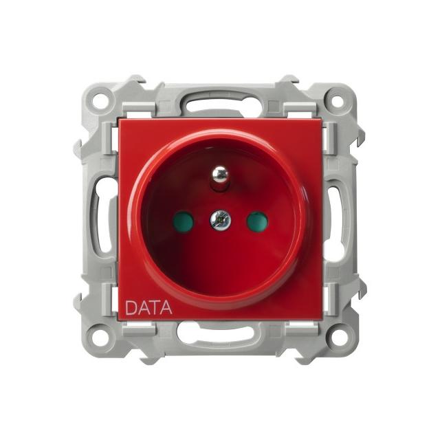 SZAFIR Gniazdo pojedyncze z uziemieniem DATA z przesłonami torów prądowych - kolor biały