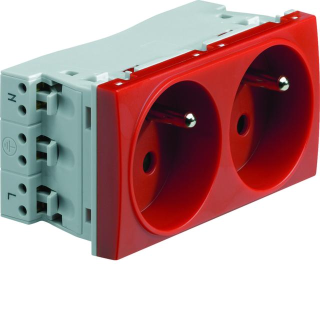 systo Gniazdo przelotowe z uziemieniem 2x(2P+Z) 16A/250V samozaciski 4M czerwony WS122R HAGER