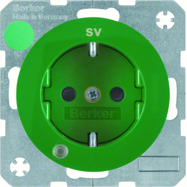 BERKER R.1/R.3 Gniazdo SCHUKO z diodą kontrolną LED zielony 41102003 HAGER