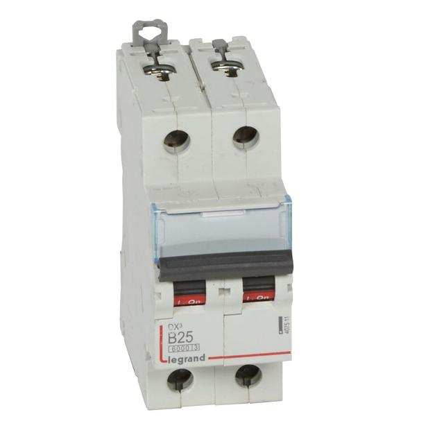 WYŁĄCZNIK NADPRĄDOWY S 302 2P B 25A 6000A SERII DX3, Legrand
