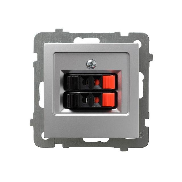 AS Gniazdo głośnikowe podwójne - kolor srebro