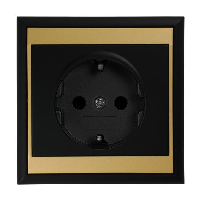 Gniazdo pojedyncze podtynkowe 2P+Z, Schuko Luna, 16A, 250V, PT-17L, czarny/złoty