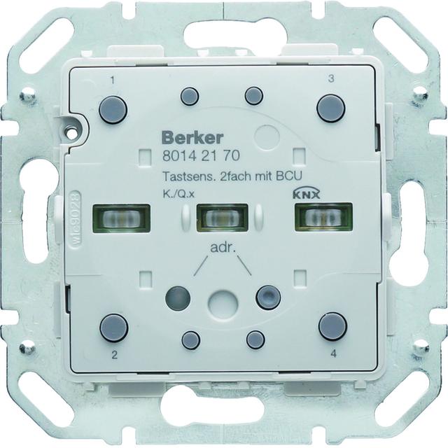 BERKER KNX e/s Q.x/K.x Moduł przycisku podwójnego z portem magistralnym z diodami LED RGB i czuj. temperatury 80142170 HAGER