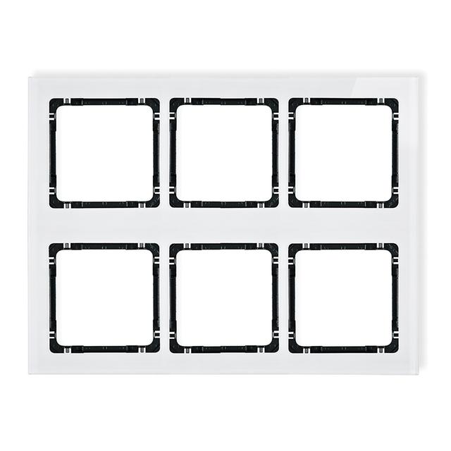 DECO Ramka modułowa 6 krotna (3 poziom, 2 pion) - efekt szkła (ramka biała; spód czarny)