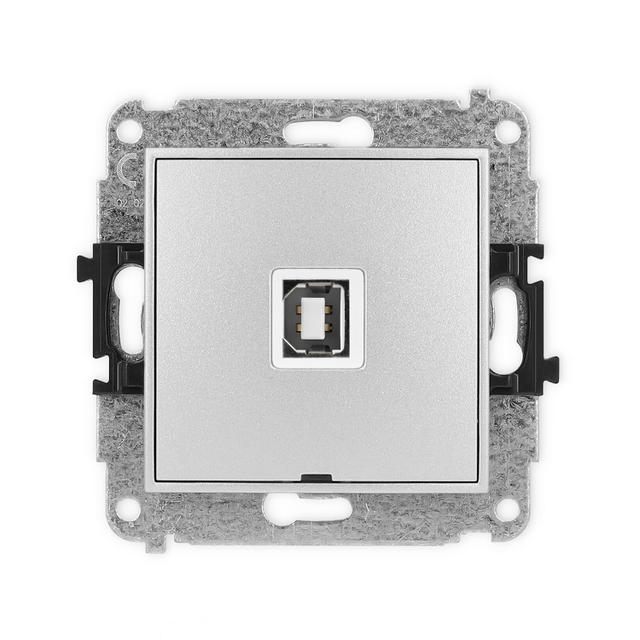 ICON Gniazdo pojedyncze USB A-B 2.0, bez pola opisowego srebrny metalik 7IGUSBBO-3 KARLIK