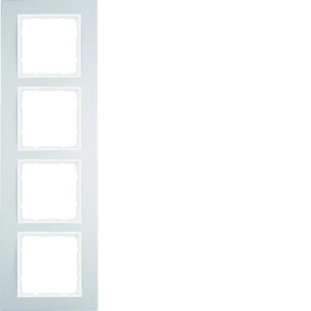 BERKER B.3 Ramka poczwórna aluminium/biała 10143904 HAGER