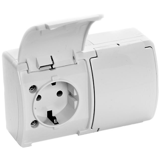 Gniazdo podwójne 2x2P+Z Schuko AQUATIC IP44 biały, 10 szt. OR-OE-7106(GS)/W/10 ORNO