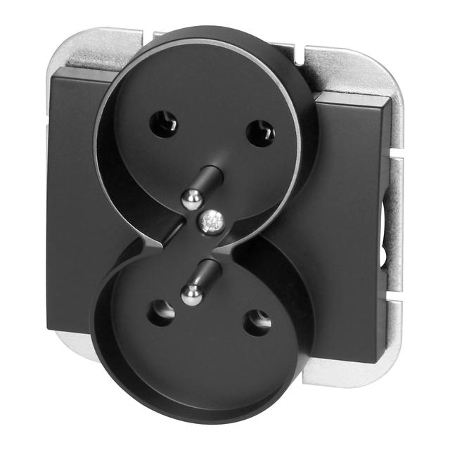 Gniazdo podwójne podtynkowe 2x2P+Z Onyx, 16A, 250V, PT-6OR, czarny