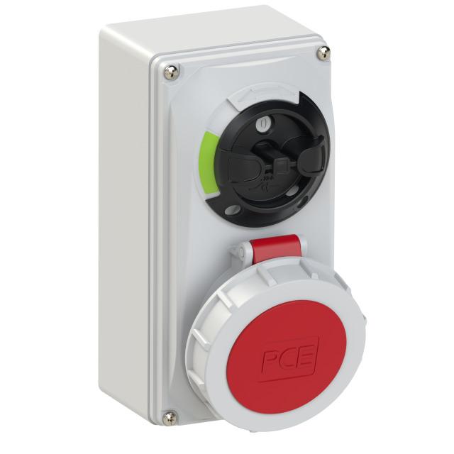 GNIAZDO Z WYŁĄCZNIKIEM 0-1 MAŁE BLOKADA MECHANICZNA 16A 400V 3P+Z+N IP67 61152-6 PCE