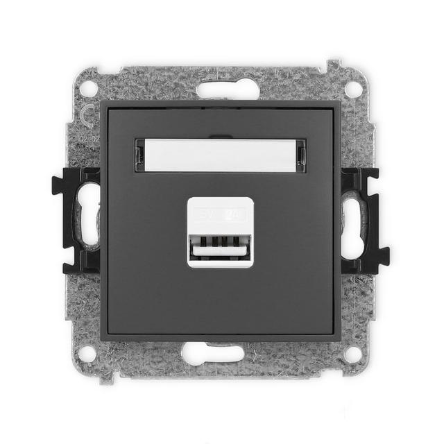 MINI Mechanizm ładowarki USB pojedynczej USB A, 10W max., 5V, 2A grafitowy mat