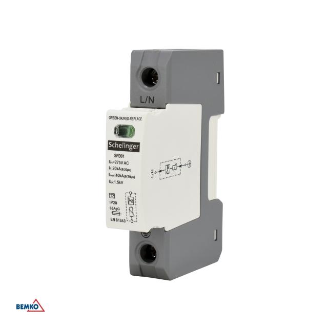 OGRANICZNIK PRZEPIĘĆ 1P 20kA(8/20) KLASA T2 (C) SCHELINGER