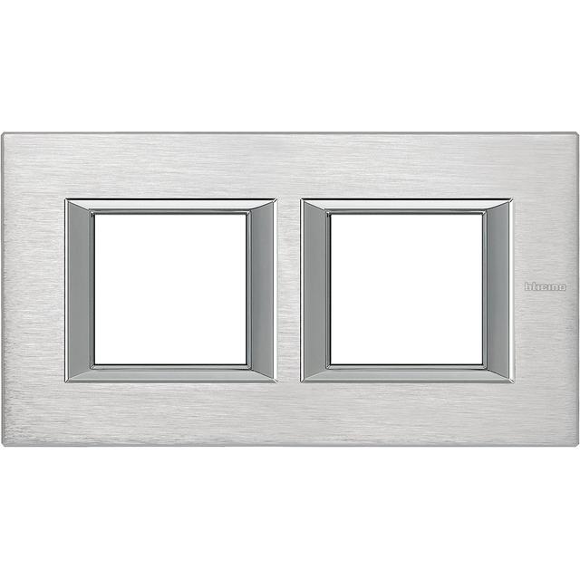 AXOLUTE - RAMKA PROSTOKĄTNA POZIOMA 2X2 MODUŁY BRUSHED CHROME, Bticino