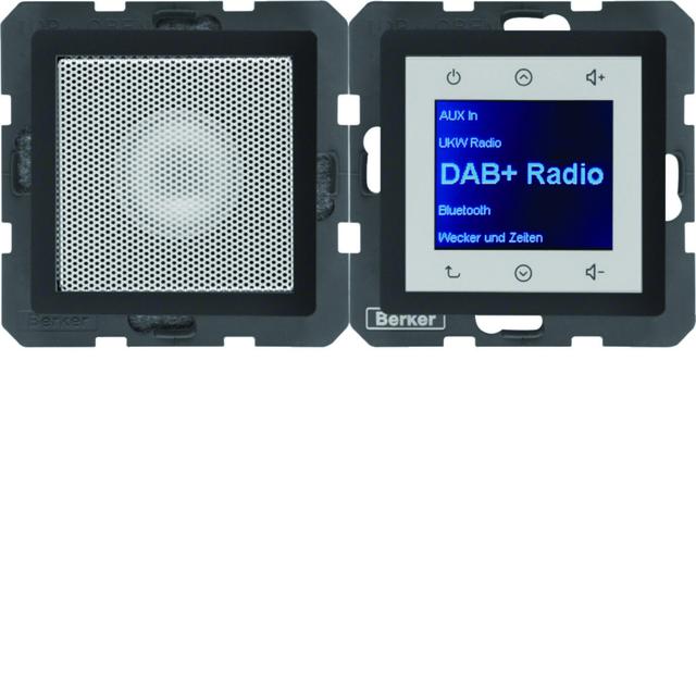 Berker Q.1/Q.3/Q.7 Q.x Radio Touch podtynkowe DAB+ z głośnikiem antracyt aksamit 29806086 HAGER