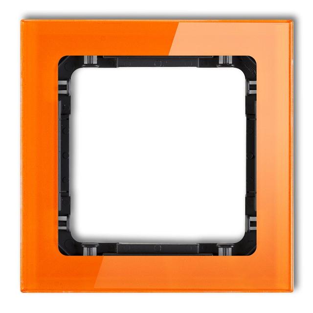 DECO Ramka uniwersalna pojedyncza - efekt szkła (ramka: pomarańczowa; spód: czarny)