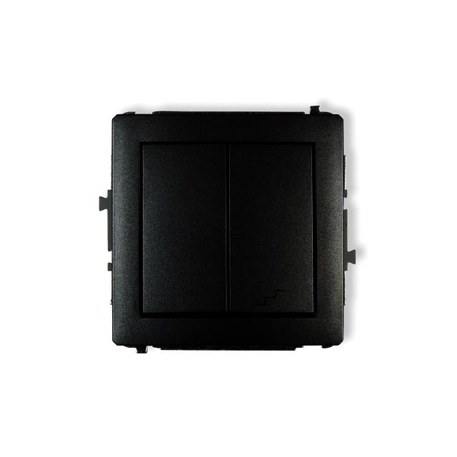 DECO Mechanizm łącznika jednobiegunowego ze schodowym (osobne zasilanie) czarny mat