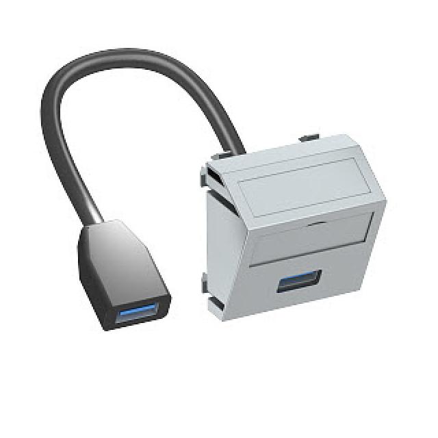 MTS-U3A F AL1, Wspornik multimedia USB 3.0 A-A, z kbl., gn.-gn.