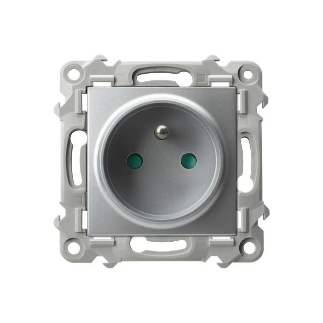 SZAFIR Gniazdo pojedyncze z uziemieniem z przesłonami torów prądowych - kolor srebro